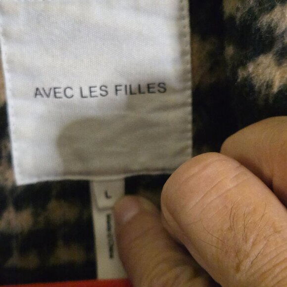 Avec Les Filles Shawl Collar Houndstooth Coat Camel Black Wool Blend Size L - Picture 7 of 8